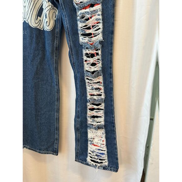 Vintage NY Knicks Jeans Size 7/29 Low Rise Flare NBA !  1990's/2000's Y2K - Picture 7 of 13